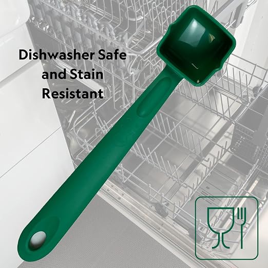 Rite-Size 4 oz. Solid Square Server Portion Utensil, Copolymer Plastic Heat Resistant Professional Cooking Tool, Green