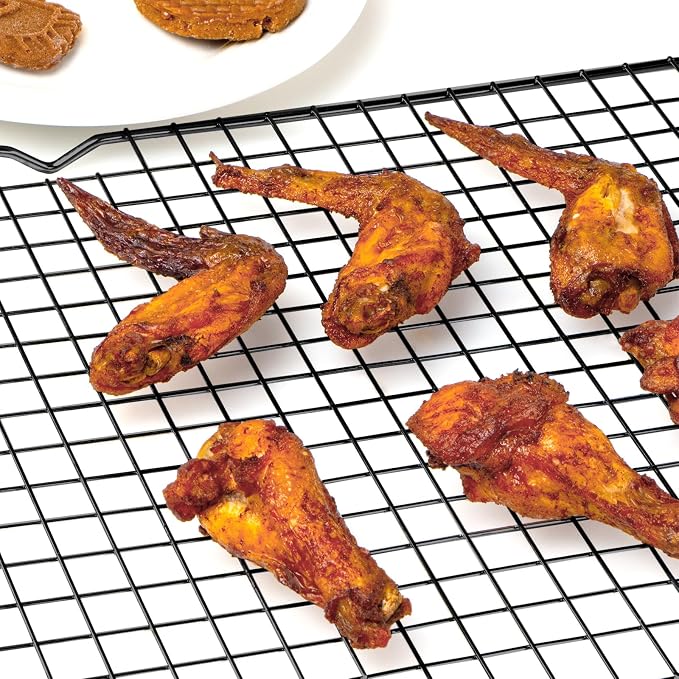 BRIOUT Cooling Rack for Baking, 16x10 Inches Baking Rack, Thick Wire Cookie Rack for Cooking, Roasting, Grilling, Drying, Oven Safe, Fits Half Sheet Pan, Black