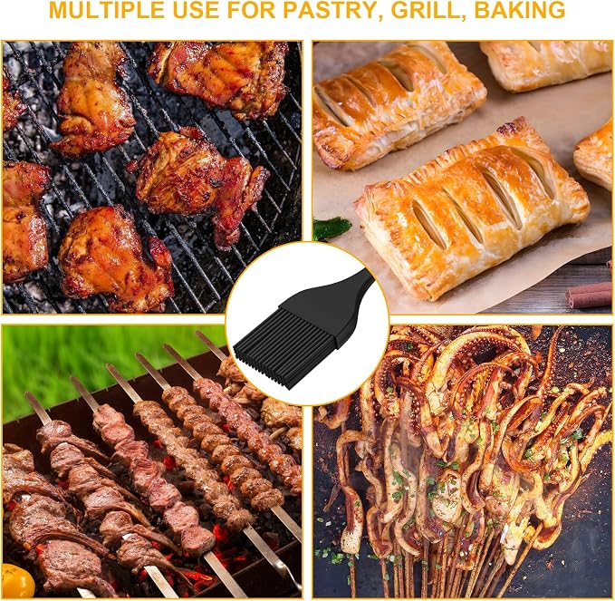 DE LINKAGE Silicone Basting Pastry Brush, Heat Resistant Cooking Brush for Oil and Sauce. BPA Free and Dishwasher Safe (2 Pcs).