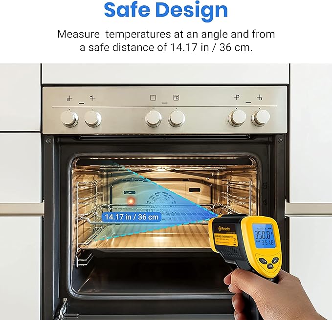 Etekcity Infrared Thermometer Laser Temperature Gun, -58°F to 1130°F | Adjustable Emissivity, MAX Display, Pizza Oven, BBQ, Meat, Candy, HVAC, Refrigerator, Non-Contact Temperature Measurement