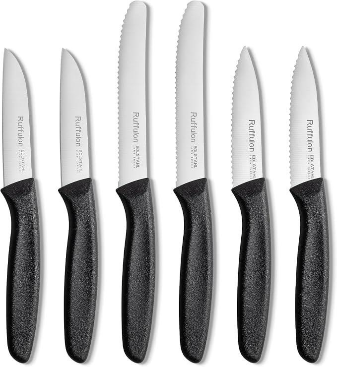 Vegetable and fruit knife set of six,Ultra Sharp Stainless Steel Paring Knife with Ergonomic PP plastic handle, sharp, super sharp kitchen knife set.