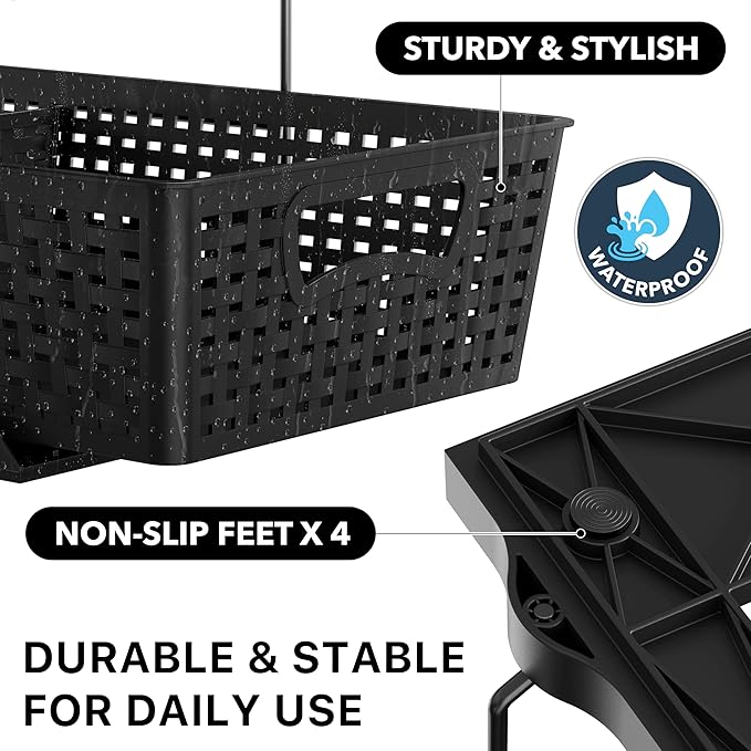 Simple Houseware 2 Tier Pull-Out Sliding Drawer Under Sink Storage, Black | Great for Kitchen Bathroom Tray Shelf Organizer