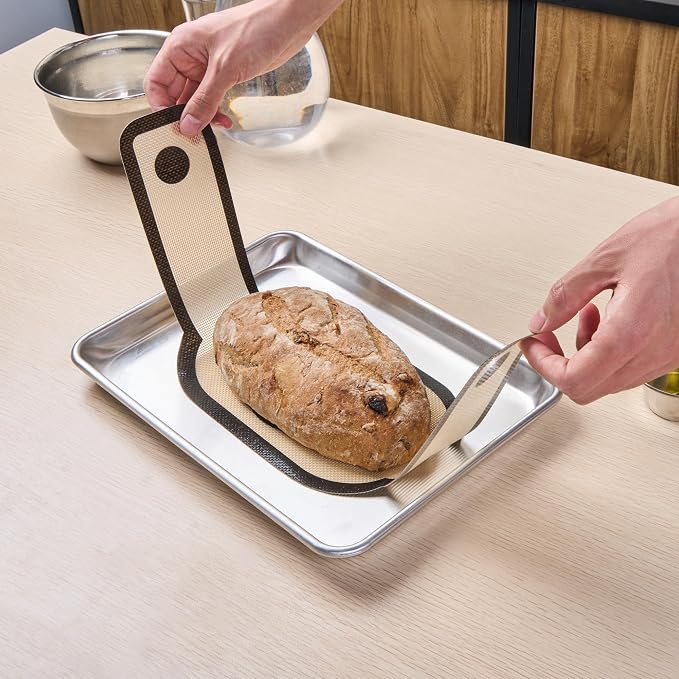 Restaurantware Bread Sling for Dutch Oven with Long Handles Pack of 1 Oval Non-Stick Silicone Fiberglass Sourdough Sling, Reusable Anti-Slip Dishwashable Tan and Black for Bread Loaf, Sourdough
