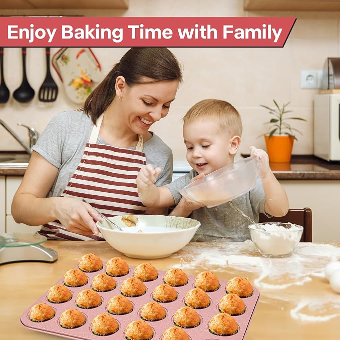 2-Pack Healthy Baking Cupcake Pan| Non Stick 12-Cup Muffin Pan | Durable & Easy Clean Muffin Tin | Perfect for Cupcakes, Muffins (Beige)