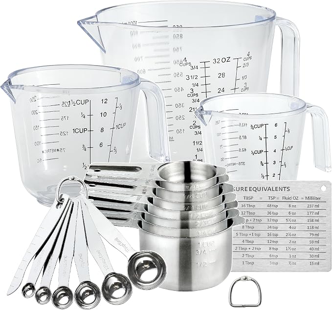 20PCS Measuring Cups and Spoons Set, Mituer Stainless Steel Nesting Kitchen Cooking Baking Measuring Set for Dry and Liquid Ingredients
