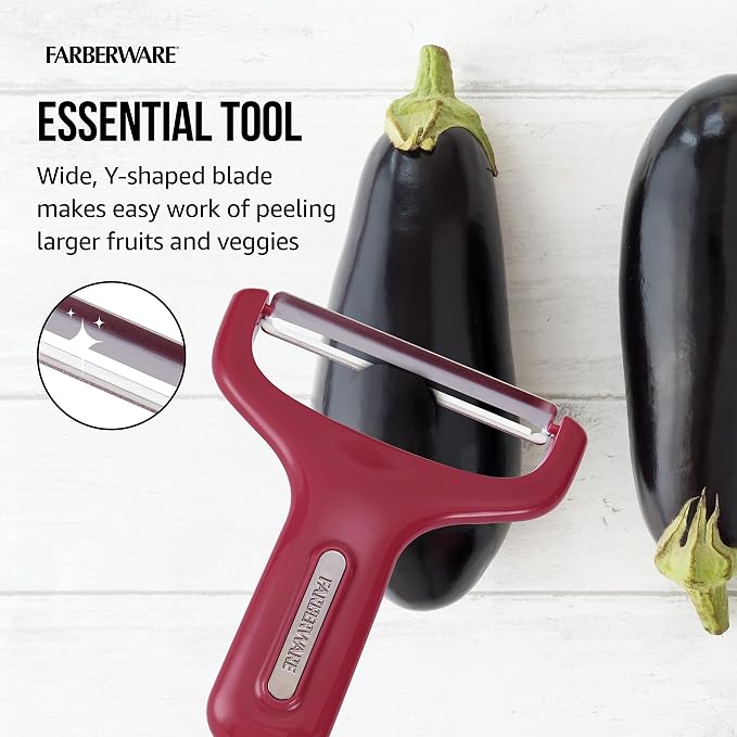 Farberware Pro Large Y-Peeler for Vegetables and Fruit, Stainless Steel Blade, Ambidextrous Grip, Dishwasher Safe - Ideal for Potatoes, Butternut Squash, Cabbage, and More