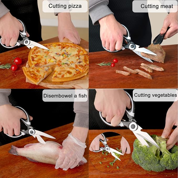 OMDAR Kitchen Scissors 3 Pack - Replacement - Stainless Steel Cooking Shears for Cutting Meat, Food, Fish, Poultry Multipurpose Sharp Sissors for Dishwasher Safe, 8.3 Inch