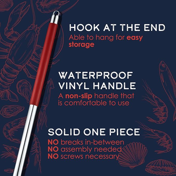 CONCORD Stainless Steel One Piece Crawfish Jambalaya Pot Spoon Stirrer. Great for Seafood, Lobster, Crab, Cajun, and Low Country Boils. (42")