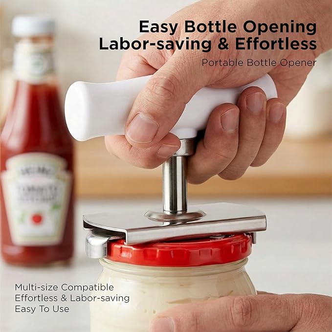 2Pcs Adjustable Jar Opener, Stainless Steel Labor-Saving Can Opener for Weak Hands Seniors, Universal Bottle Lid Gripper Tool for All Size Jars & Bottles