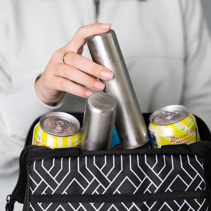 Outset Stainless Steel Cylinder Ice Packs, Set of 2 Metal Lunch Box Coolers | Cylinder Ice Pack | Reusable Travel & Lunch Box Ice Packs | Long Lasting Cold | Thin Ice Pack | Durable Stainless Steel Set