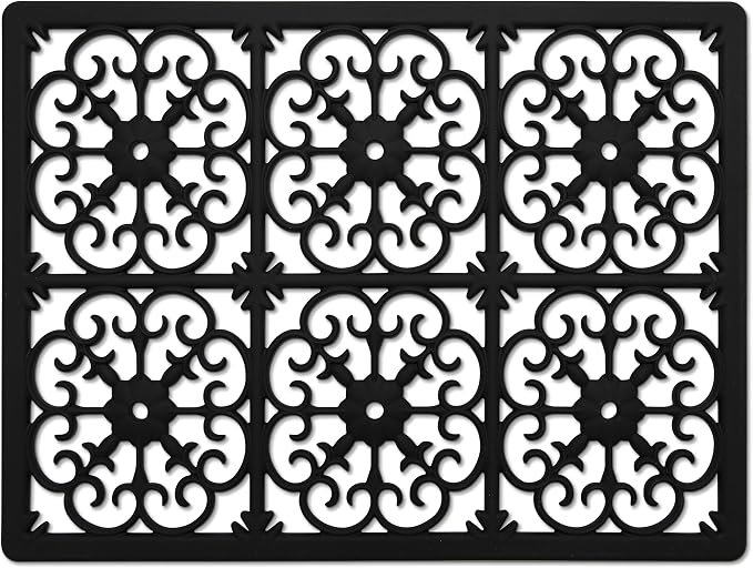 GASARÉ, Extra Large, Thick, Silicone Trivet for Hot Dishes, Pots, and Pans, Heat Resistant Mat for Countertop, Hot Pad for Kitchen, Easy to Clean, 16 x 12 x 3/8 Inches, Black