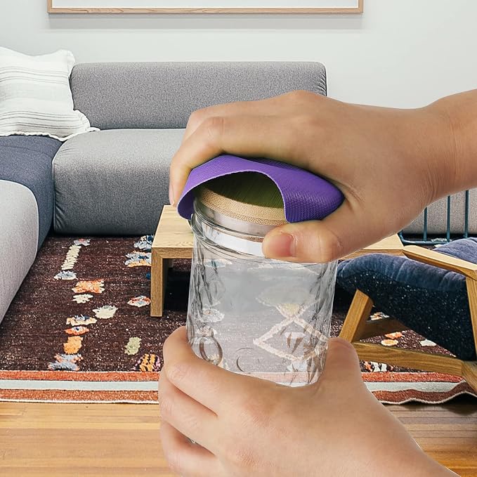 LUTER 4pcs Jar Opener Gripper Pad for Seniors with Weak Hands, Rubber | Multi-function Silicone Bottle Opener Lid Cap Rubber Gripper Pads Kitchen Coasters Gadgets, Grey, Purple