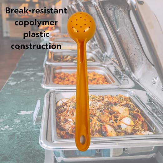Rite-Size 2 oz. Perforated Round Circle Server Portion Utensil, Copolymer Plastic Heat Resistant Professional Cooking Tool, Yellow