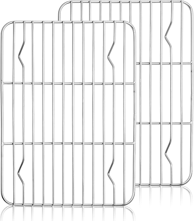 Herogo Mini Cooling Rack Set of 2, Stainless Steel 8.6" x 6.3" Small Baking Rack, Fit Small Toast Oven, for Cooling Grilling Roasting, Rust Resistance