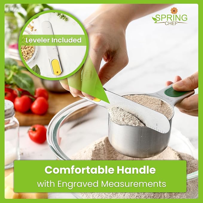 Spring Chef Magnetic Measuring Cups & Spoons Set of 10, Patented, Multicolor