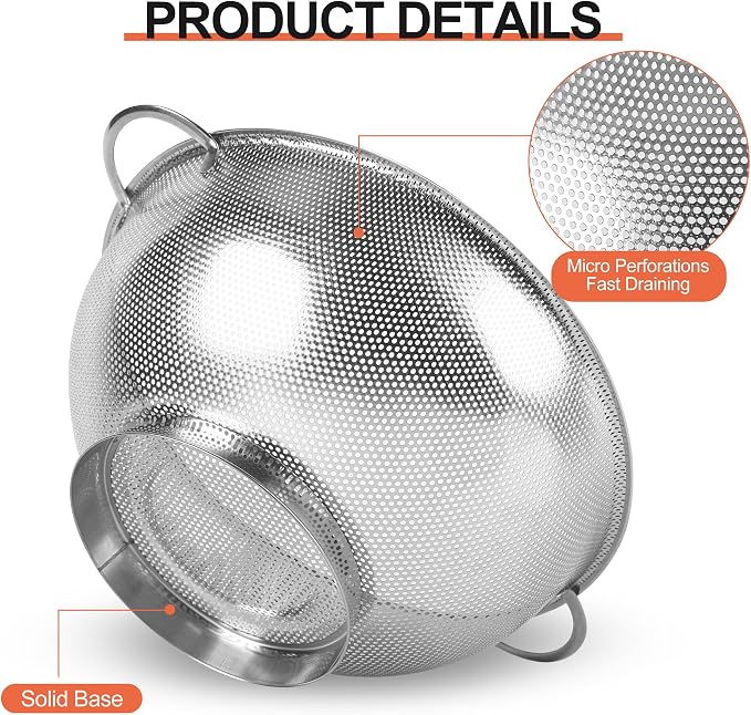 Kaishun Stainless Steel Colander Set, Strainer for Kitchen Food
