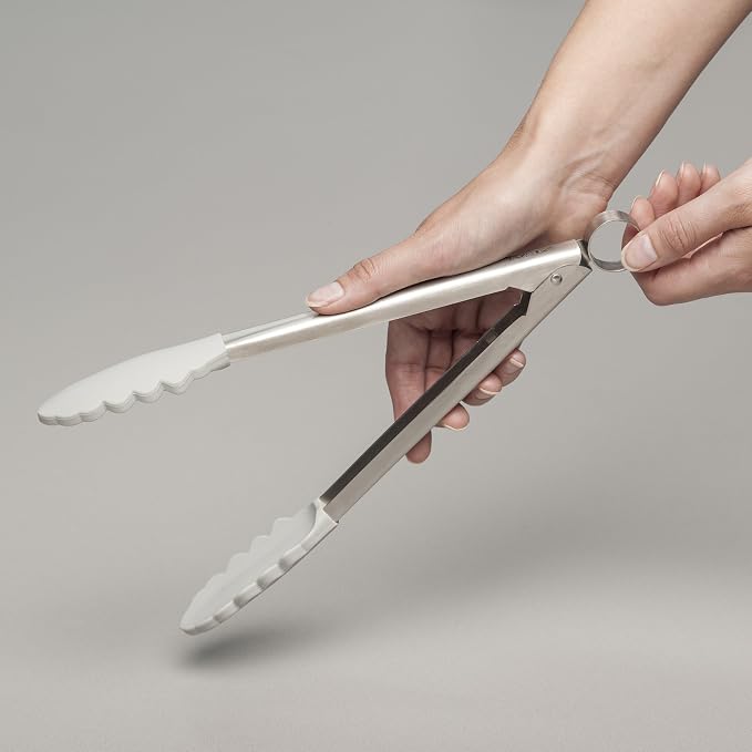 Zeal Silicone Non-Stick Kitchen Tongs with Stainless Steel Handle (26cm) -French Grey, 26 cm