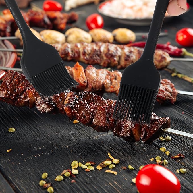 Silicone Basting Pastry Brush Set, 2 Pack Heat Resistant Cooking Food Brush for Oil Sauce BBQ Grill Barbeque Kitchen Baking Cooking Pastries Cakes Meat Desserts