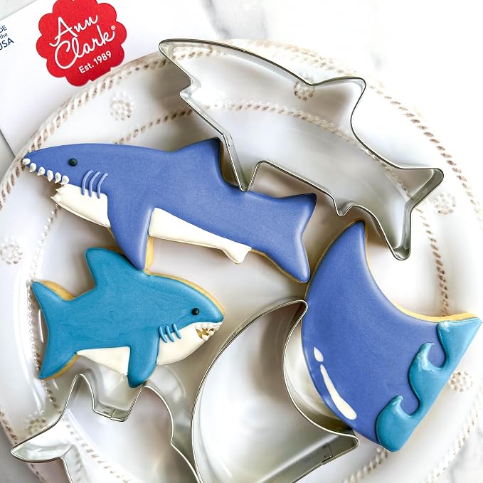 Ann Clark Shark 3-Pc. Cookie Cutter Set (Includes Great White and Fin) Made in USA
