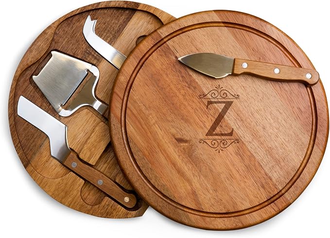 Toscana Monogram Initials Z Personalized Acacia Circo Cheese Cutting Board & Tools Set