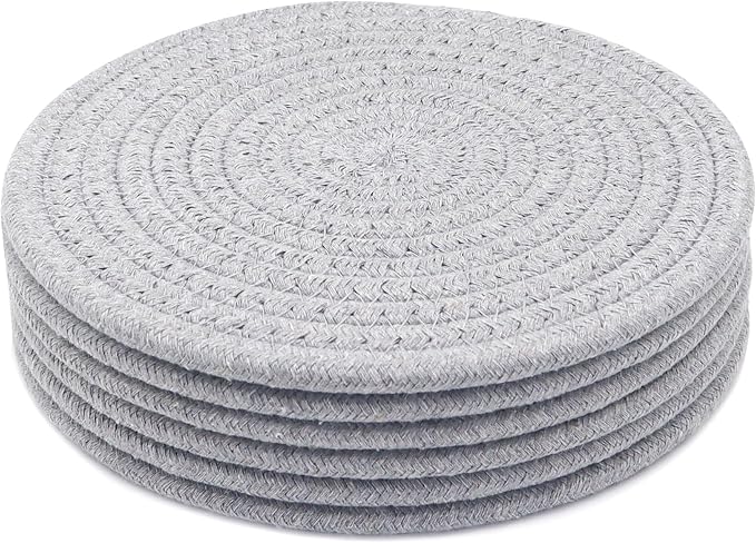 8 Inch Trivets for Hot Dishes, Hot Pots and Pans, Thick Heat Resistant Large Coaster for Kitchen, Hot Pads, Kitchen Essentials, Kitchen Decor for Table & Countertop, 6 Pcs