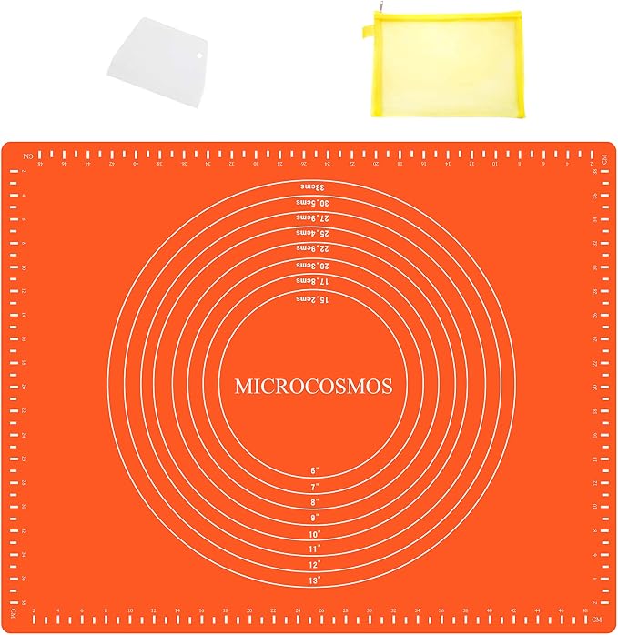 Extra Thick Silicone Baking & Pastry Mat with Measurements, Non-Stick, Non-slip, Countertop Safe, EZ to Clean. Great for Rolling Dough; Kneading Fondant; Cut Pasta; Make Pizza, Cookies. 19.6" x 15.7"