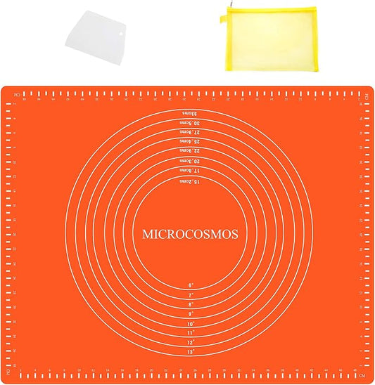 Extra Thick Silicone Baking & Pastry Mat with Measurements, Non-Stick, Non-slip, Countertop Safe, EZ to Clean. Great for Rolling Dough; Kneading Fondant; Cut Pasta; Make Pizza, Cookies. 19.6" x 15.7"