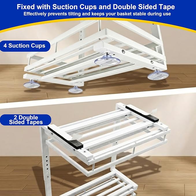 2-Tier Metal L-Shaped Pull-Out Under Sink Organizer, White, 2 Pack | 2 complete sets; ball-bearing slides; 6-level height; no-drill setup