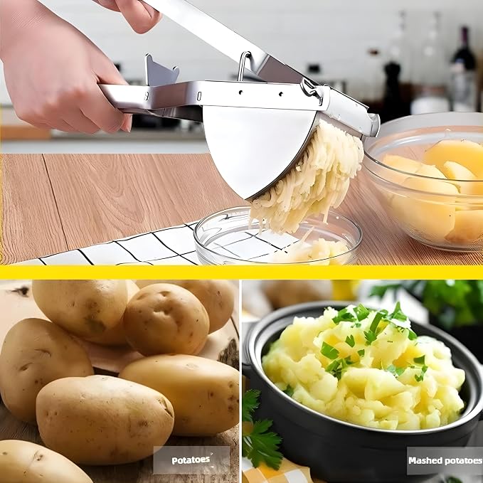 Heavy Duty Potato Ricer Stainless Steel, 23 Oz Large Capacity Press for Mashed Potatoes, Dishwasher Safe Hand Ricer for Smooth Lump-Free Mash, Vegetable Puree Maker for Baby Food