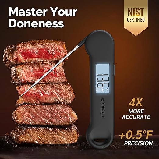 0.5 Sec Instant Read Grill Meat Thermometer Digital Food Cooking BBQ, Black