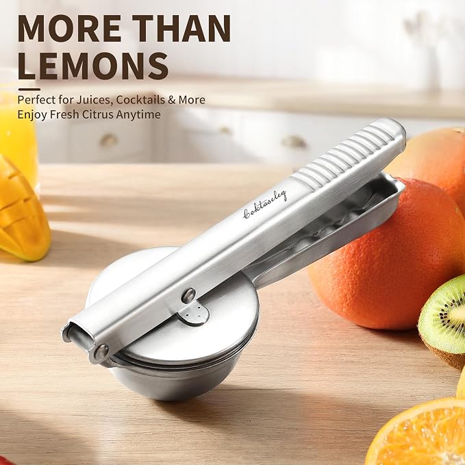 Heavy Duty Lemon Juicer, Premium 304 Stainless Steel Manual Citrus Press, Handheld Squeezer for Lemon, Lime & Orange, Easy & Effortless Use