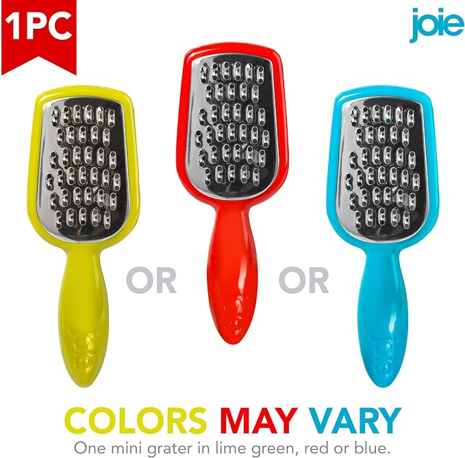 Joie Mini Grater, Handheld Small Shredder with Ergonomic Handle, Ideal for Cheese, Garlic and Vegetables, Stainless Steel, BPA-Free, Multipurpose Kitchen Tool, Colors May Vary