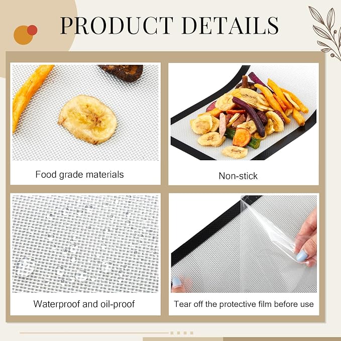 Reallnaive 5 Pieces M - Medium Silicone Mats Compatible with Harvest Right Freeze Dryer Silicone Mats Reusable Baking Sheet Durable Easy Clean No Stick Trays Drying Liners for Kitchen (Black)