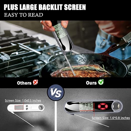 3 in 1 Meat Thermometer Digital with Beer Bottle Opener, Built-in a Kitchen Timer. Waterproof, Large Backlit Screen, Perfect Kitchen Accessories,BBQ Grill Cooking Gifts for Men,Fathers Day Gift