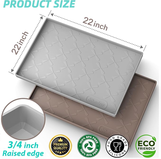 Waterproof Under Sink Mat 22" x 22" Silicone Mat Cabinet Protector | Heavy Duty Deep Drip Tray, Extra Thick Non Slip Liner for Kitchen & Bathroom, Pets, Organizer, Storage, Boots, Home Essential