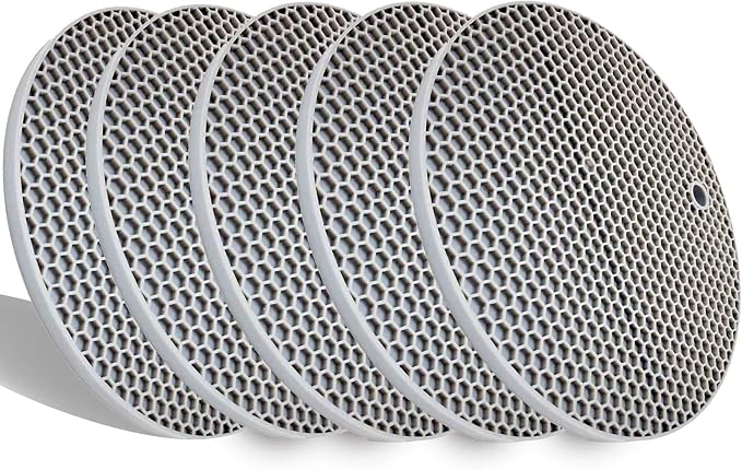 5 Pcs Extra Thick Silicone Trivets Pot Holder and Oven Mitts,Trivets for Hot Dish,Nonslip Insulation Honeycomb Rubber Hot Pads for Countertop,Multi-Purpose,Flexible Mats Heat Resistant Potholders,Grey