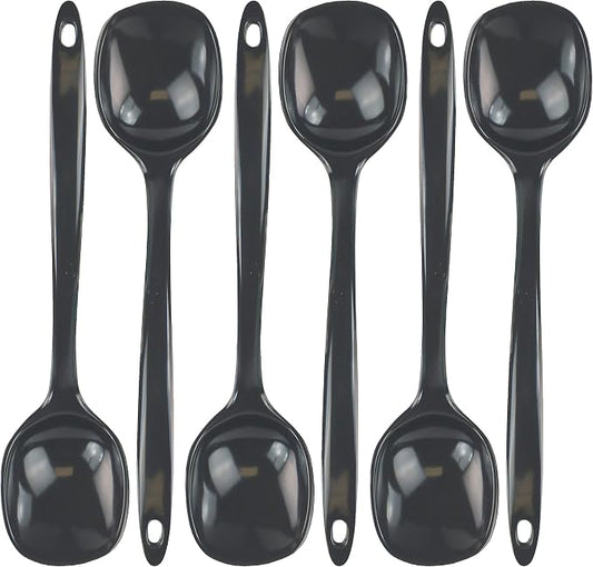 Reston Lloyd Cooking Spoon for Serving, Basting, Mixing, Heat Resistant, BPA Free Melamine 11 inch Utensil with Ergonomic Handle, Set of 6, Charcoal
