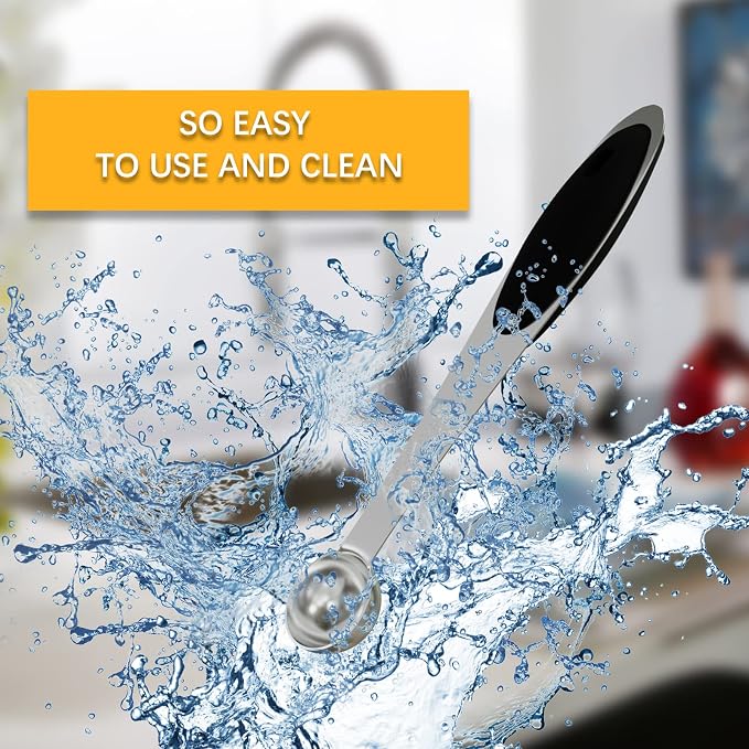 LEIFENY 2PCS 1/4 Tsp(1.25ml) Single Measuring Spoon with Black Silicone Grip, Stainless Steel Individual Measure Scoop Only