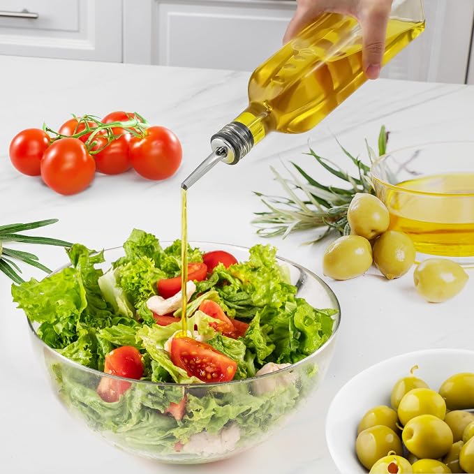 Zulay Kitchen 17oz Olive Oil Dispenser Bottle – Glass Oil Cruet with Spout, Funnel & Pourers, Easy-Pour Decanter for Kitchen Cooking and Serving (Clear)