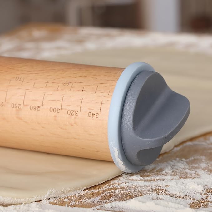BAMBOO LAND- Adjustable Rolling Pin with Thickness Rings, 13.8", 4 Rings | 2-10 mm / 1/16"-3/8", Wood Rolling Pins for Baking Bread, Pizza, Doughs