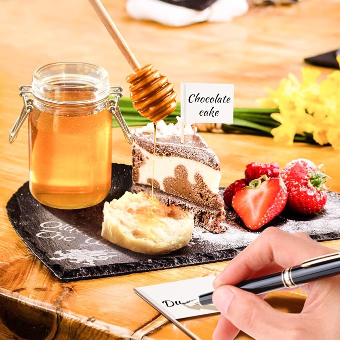 Marble Blue Cheese Knife Set, Ceramic Handle Charcuterie Board Accessories - Butter Spreader, Cheese Slicer, Serving Tongs, Spoons, Forks, Flags, Wooden Honey Dipper