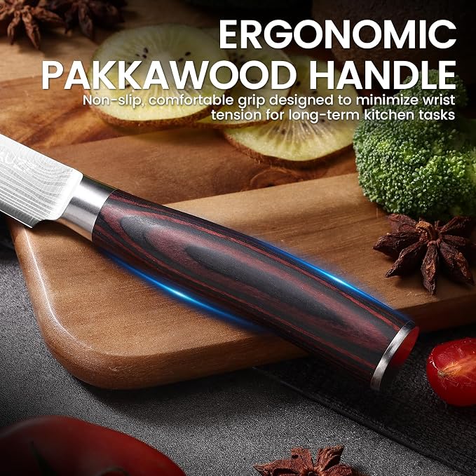 DiiHAUZZ Paring Knife, 3.5 Inch Fruit Knife, High Carbon Stainless Steel | Ultra Sharp Forged Blade, Ergonomic Pakkawood Handle No Cracking, Peeling Fruits Cutting Slicing Vegetable, Gift Box & Sheath