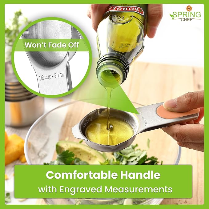 Spring Chef Magnetic Measuring Cups & Spoons Set of 16, Patented, Pastel | Stackable Stainless Steel Measuring Cups & Heavy Duty Metal Measuring Spoons with Levelers for Dry & Liquid Ingredients