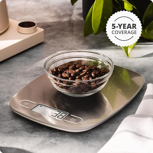 Greater Goods Food Scale – Digital Kitchen Scale, 1g Precision, Easy-Tare & Quick Conversion, Slim Compact Design, Durable & Portable | Ideal for Cooking, Baking & Meal Prep (Stainless Steel)