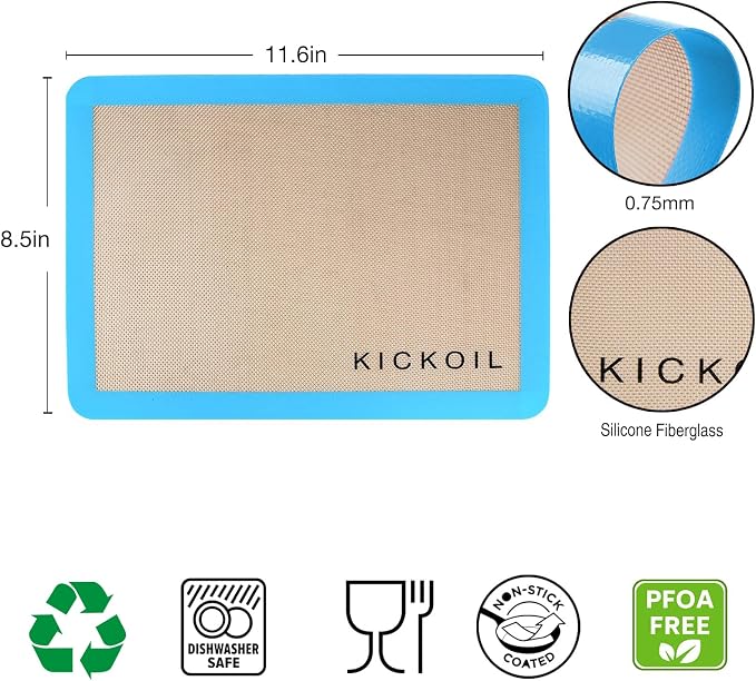 Silicone Baking Mats Set of 3, Non-Stick Reusable BPA-Free Oven Liners,100% Food-Grade Silicone Baking Sheets for Cookies, Macarons, Bread and Pastry,11.6'' x 8.5''(Quarter)