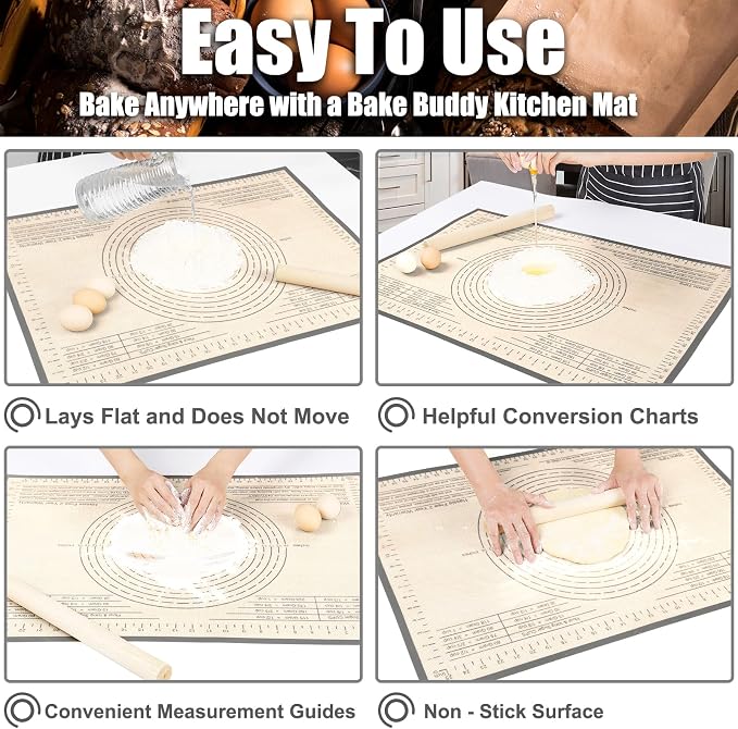 Silicone Pastry Mat 34X26 inch Baking mat Perfect for Dough, Pastry, Pie Crust, Fondant, Cookies, Bread, Pasta/Pizza,Pastry Board, Kitchen Counter Mat