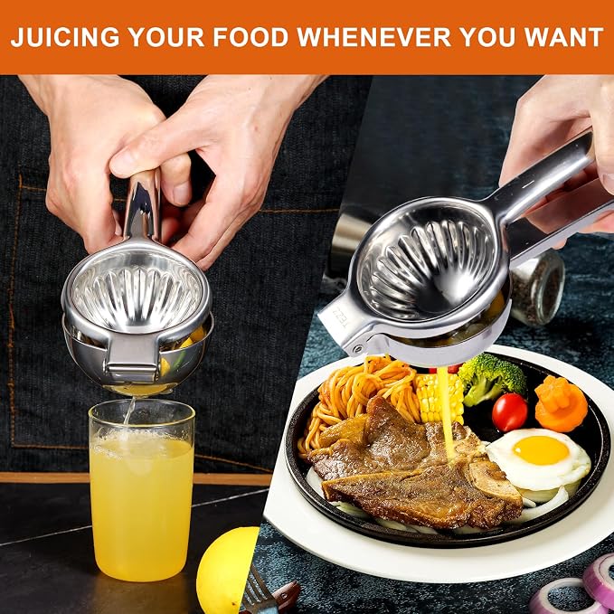 Upgrated Lemon Squeezer, Stainless Steel Manual Hand Juicer For Citrus Lime | Extra Large Heavy Duty Squeezer Makes Juicing Lemons, Limes & Oranges Fast & Easy