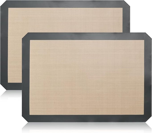 Luckyiren Silicone Baking Mat Set, Non-Stick Reusable Food-Grade Oven Liners, Half Sheet Size 16.54 x 11.62 Inch, Grey, 2 Pack