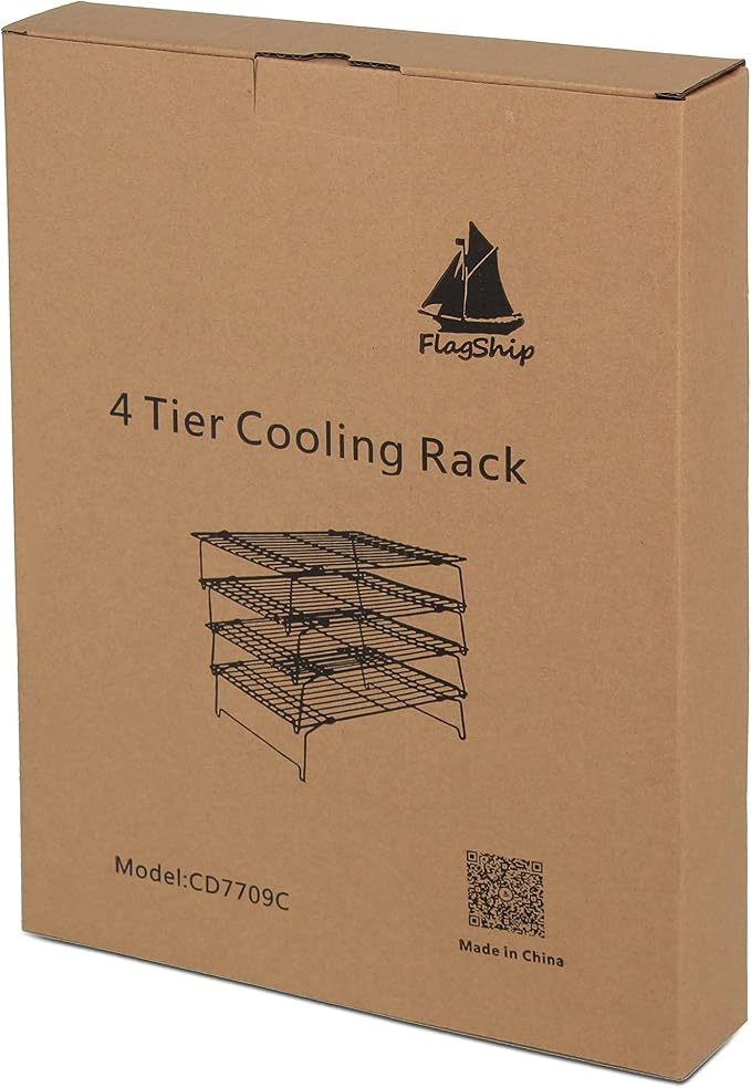 FlagShip Cooling Baking Rack Set of 4, 100% 304 Stainless Steel Wire Baking Rack, Stackable Cooling Cooling Roasting Cooking - 14.4''x10.43''