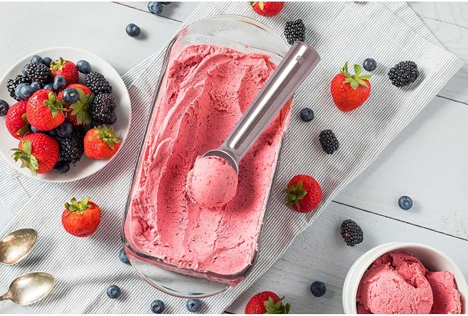HIC Kitchen Anti-Freeze Ice Cream Scoop, Non Toxic Self Defrosting Handle, Easy Release For Ice Cream Gelato Sorbet Frozen Yogurt